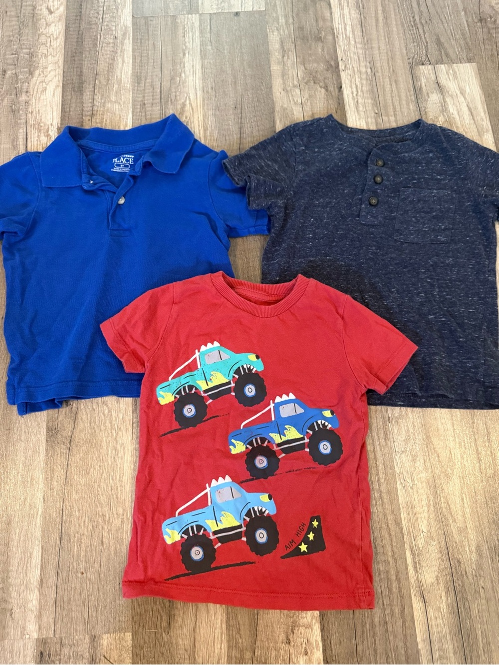 3-Piece Boys Tee Set — Red Monster Truck + Blue & Navy Tops